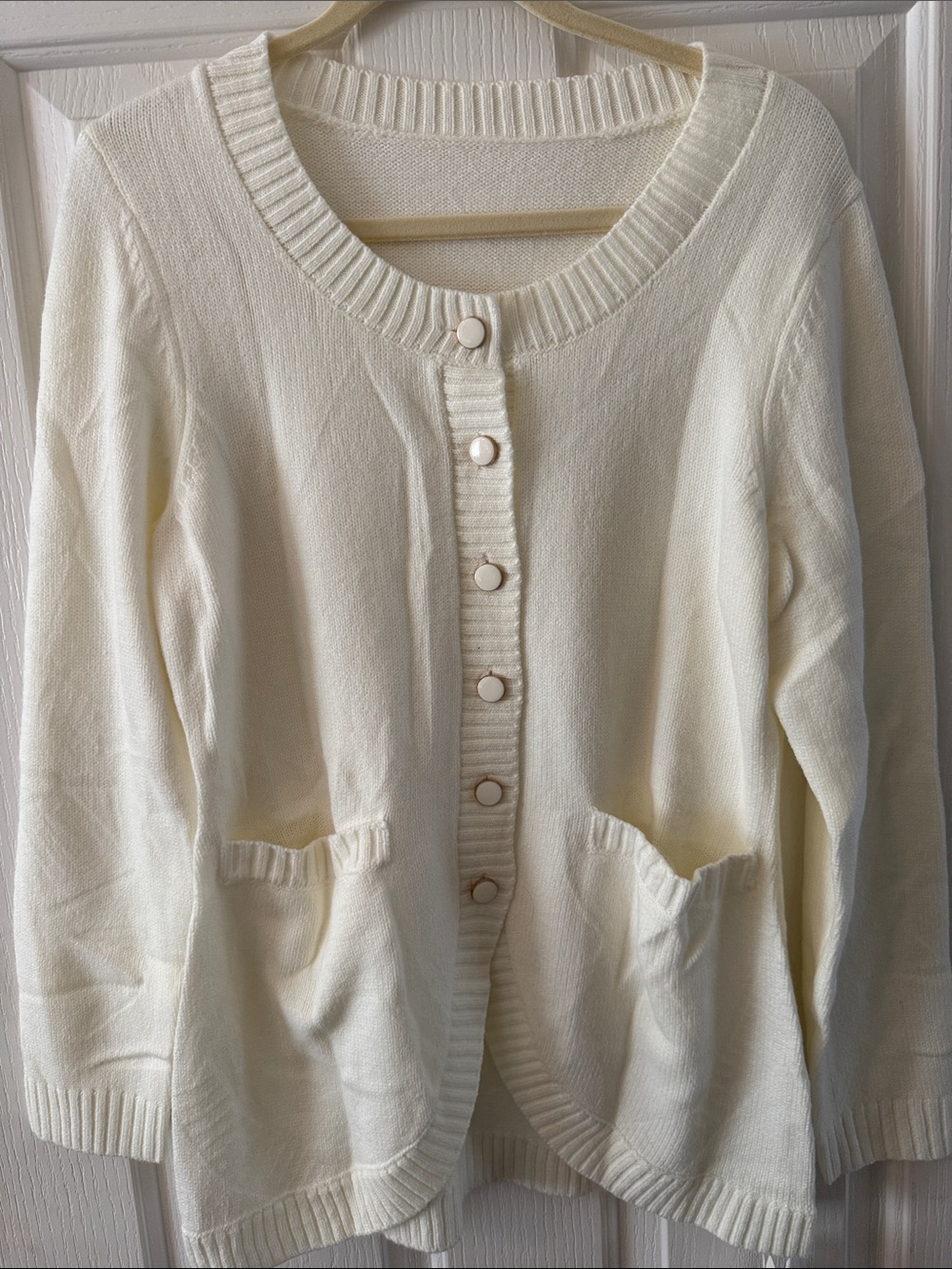 Classic Cream Button-Front Women's Sweater Cardigan